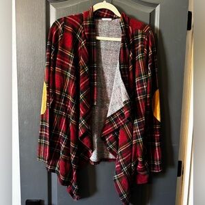 Plaid Open Front Cardigan Sweater